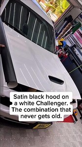 Dodge Challenger Satin Black Hood Wrap — Two-Tone Build Detail