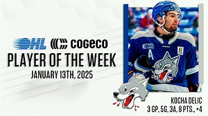 4.7K views · 34 reactions | Continuing a club record-tying nine-game goal-scoring streak while securing his third straight 20+ goal season, Sudbury Wolves' Kocha Delic is the Cogeco #OHL Player of the Week. DETAILS : https://tinyurl.com/4dt26zh6 | Ontario Hockey League | Facebook