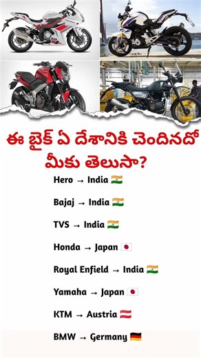 World’s Popular Bike Brands and Their Countries | Hero | Bajaj | TVS | Honda | Yamaha | BMW | KTM