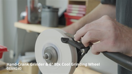 Before powered grinders became the norm, hand-cranked versions offered a quieter, more deliberate way to sharpen tools. Requiring no electricity, this grinder lets you work anywhere, yielding 20 rotations per turn of the handle. The cast-iron housing has a durable wrinkle-coat finish and mounts easily to a bench or board. The included 6" diameter, 1" wide 80x wheel is custom made for us with soft-bond aluminum oxide to help prevent overheating tools. Until September 5, save 12% on this grinder a