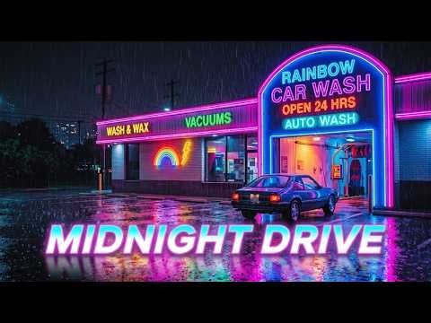 Retrowave • Back to the 80s | Midnight Car Wash Rain Drive (1983)