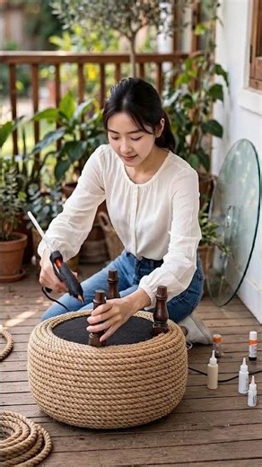 Old Tire → Stylish Glass Coffee Table DIY❤️