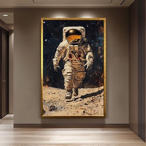 Astronaut Space Art Print, Moon Landing Oil Painting, Sci-fi Wall Decor, Space Exploration Poster, Cosmic Artwork, Futuristic NASA Astronaut - Etsy