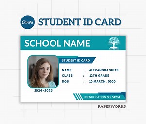 Student ID Card Template, Editable School ID, Homeschool Teacher Badge, Custom ID Badge | School & Homeschool Id Card | Custom Id Card Canva - Etsy