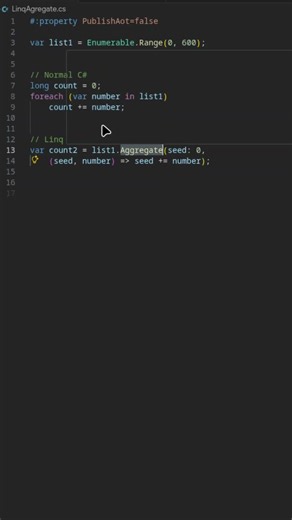 What is the Aggregate in C# Linq #dotnet #programming #coding