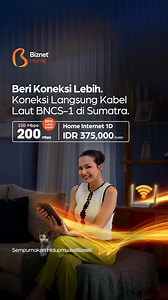 Terkoneksi langsung dengan kabel bawah laut Biznet, bandwidth lebih besar, upload download simetris hingga 400 Mbps. | Biznet Home
