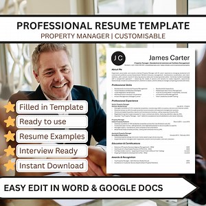 Property Manager Resume Template – Real Estate CV | Ats‑friendly | Editable | Instant Download - Etsy Australia