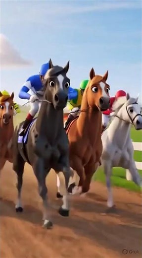Horse Racing in Disney-Style 3D Animation 🐎✨ Fun Racing Reel #HorseRacing #3DAnimation #FunReel