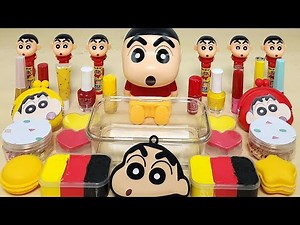 Crayon Shin Chan Slime Mixing Makeup,Parts, Glitter Into Slime! Satisfying Slime Video #ASMR