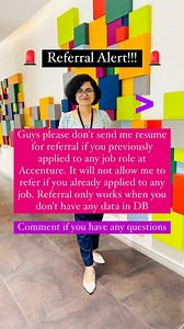 Sandhya on Instagram: "Referral Alert!!! #corporate #job #resume #technology #viral #love #motiva #referrals #reference #python #coding #programming #development #software #maharashtra #pune #punecity #reels #reelitfeelit #reelkarofeelkaro #itcompany #it #techlife #tester #ai #genai #chatgpt #openai"