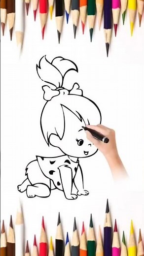 How to Draw Pebbles Flintstone #easydrawing #stepbystepdrawing