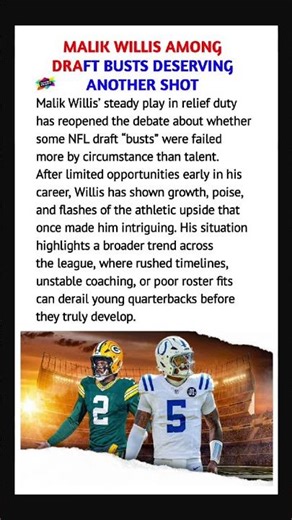 Malik Willis and the 5 NFL Draft busts who deserve another starting chance #shorts #nfl