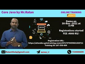 Core java New Batch by Mr.Ratan On 30-Nov-2021 AT 05:00 AM IST Registration link in Description...