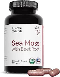 Atlantic Naturals Sea Moss with Beet Root Capsules - Premium Quality Multivitamin Supplement - Sea Moss Superfood to Support Immune Health, Blood Flow, Joint Health & Athletic Performance - 120 ct