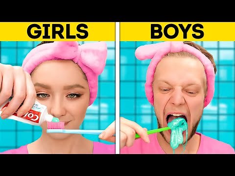 BOYS VS. GIRLS || Funny Restroom Situations, Smart Bathroom Tricks, Gadgets And DIY Soap