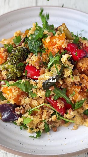 Roasted Vegetable Couscous Salad Recipe (Easy Vegan)