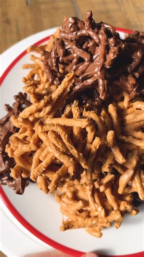 Beth Baumgartner on Instagram: "Haystacks have been a Christmas classic in my kitchen for years and these two versions are the most reliable ones I have ever tested. I dialed in the right ratio of chocolate, peanut butter, and chow mein noodles so they set up perfectly every time. You can make them in ten minutes and you can easily customize them with your favorite mix ins. If you want a recipe that is simple, foolproof, and guaranteed to impress, start here! Comment “recipe” and I’ll send it yo