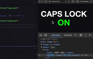 تقدر تخدم ب`getModifierState` فجفاسكريبت باش كمثال فالحقل ديال كلمة المرور بغيتي تعطي واحد الإشارة بأن الزائر ديال الموقع ضاغط فلوحة المفاتيح على Caps Lock ⇪ ولا لا. ------ Using the JavaScript Keyboard Event `getModifierState` to toggle the element's class on and display `ON` or `OFF` text depending on the Caps Lock ⇪ state. 🟩 It can work for visual feedback in user interfaces including form input fields. #javascript | Arbaoui mehdi
