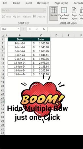 Hide Multiple Row just one Click #exceltips #exceltips #wordtips #exceltricks #microsoftoffice