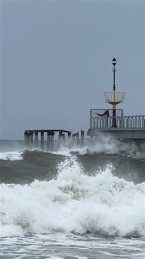 Dramatic Beach Scenes in Badalona on January 26