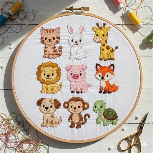 Animal Collection Embroidery Design, Animal Embroidery Template PDF File (instant Download) - Etsy