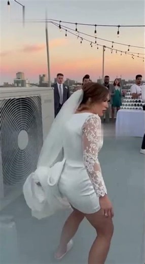 Bride’s Dress Gets SUCKED Into AC Fan — Chaos on the Rooftop 😱💨💍