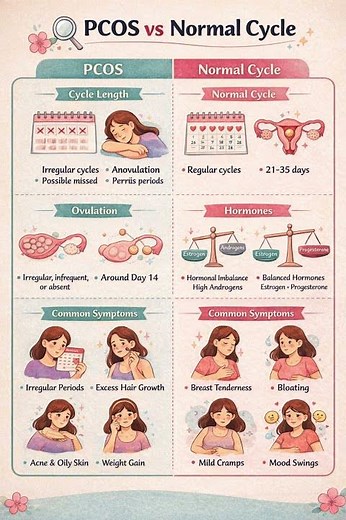 PCOS vs Normal Cycle + Hormones & OCD Explained in 30 Sec 🧠⚖️