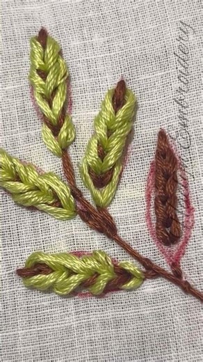 Beautiful Leaf Embroidery Pattern 🍃 | Hand Embroidery Tutorial #embroidery #shorts