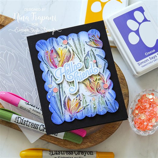 Distress Crayons on an Embossing Folder + Simon Says Stamp Blog Hop! - Nina-Marie Design