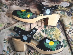 Dandelion Hand-painted Swedish Clogs - Etsy