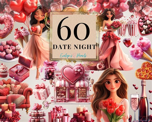 Date Night Clipart Valentines Day PNG Movie Night Clipart Heart PNG Popcorn Dessert Clipart Red Pink Valentine PNG | Commercial Use Clipart - Etsy
