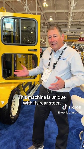 Superior Broom’s heavy duty front mount broom, as seen at #WorldOfAsphalt 2024. #asphalt #heavyequipment #construction #tech