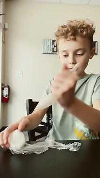 Part two of breaking a saran wrap ball with only plastic tools.￼￼