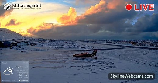 【LIVE】 Webcam Nuuk - Flughafen Süd | SkylineWebcams