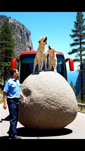 Labrador Retriever Mom and Puppy Warn a Bus #rescue #animals #wildlife