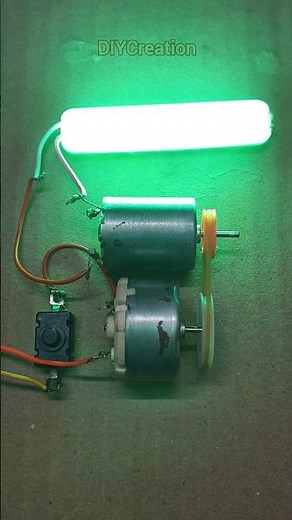 DC Motor Powers Dynamo Motor to Glow LED Light | DIY Science Experiment