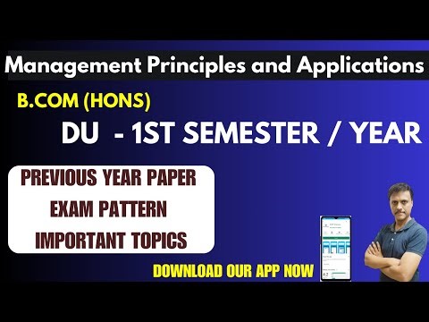 Management Principles and Applications Exam Pattern Last Year Paper DU First Semester B.com (Hons)