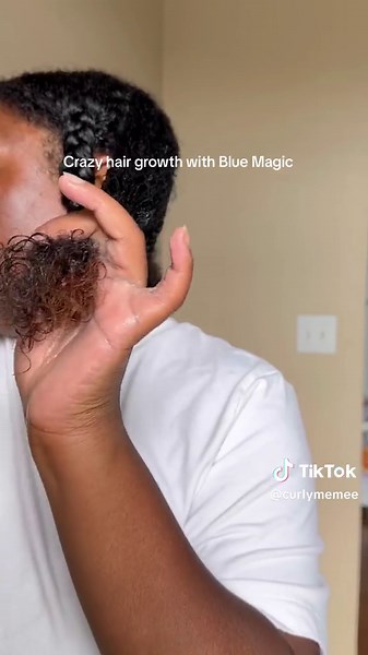 Grwimg ny hairvwith Blue Magic, leave in and water💦 #naturalhairstyles #naturalhairgrowthjourney #bluemagicgrease #growingmynaturalhair #naturalhairgrowthtips #blackgirlhaircare