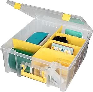 ArtBin 6990JY Super Satchel Double Deep Compartment Box - Art Storage with 8 Removable Compartments, Smart Closure for Craft Supplies (Yellow- Pack of 1)