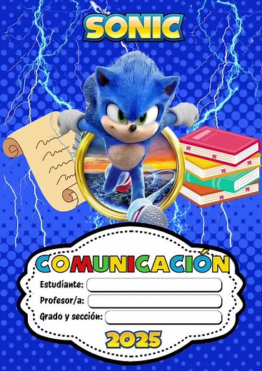 Carátulas escolares Sonic para imprimir en 2025