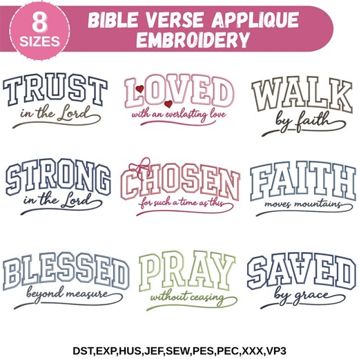 Bible Verses Applique Embroidery Design, Christian Embroidery Pattern, Religious Faith Apparel, Christian Gift, 8 Sizes, Instant Download - Etsy Canada