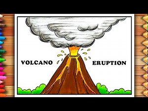 Easy Volcano Eruption Drawing | Volcano Diagram | Volcano Drawing | Volcanic Eruption Diagram