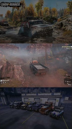 #565 Snow Runner Heavy Fog On Road Bad Condition Gravel Muddy Pot Hole Road Cut Between Mountain