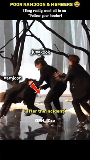 Namjoon fall members shock 😂 #jungkook #jimin #rm #blackswan #btsfunny #bts #shorts #youtubeshorts