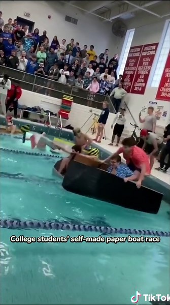 Self-Made Paper Boat Race Among College Students