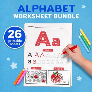 Alphabet Tracing Worksheets: Find It, Coloring Activity (digital Download) - Etsy Canada