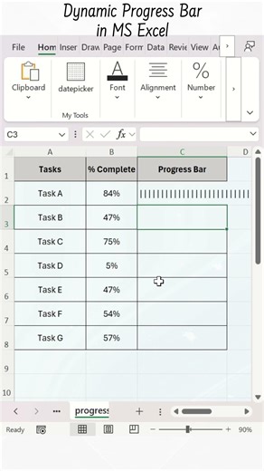 How to Make Task Progress Bar in Excel