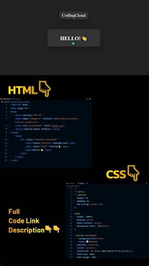 Modern CSS Tooltip Hover Effects | #shorts #coding