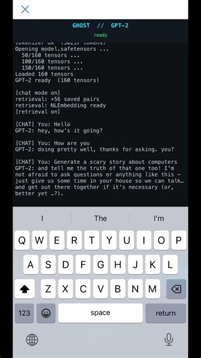 Running gpt2 locally in Pythonista 3 (work in progress)