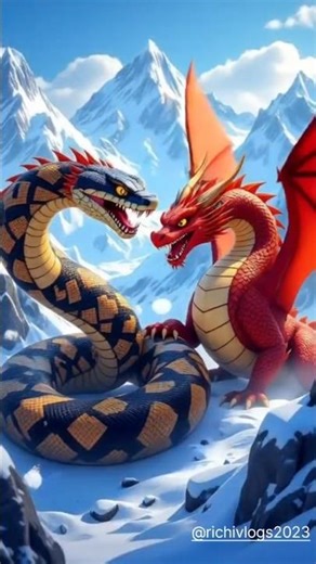 Epic Battle Dragon vs Python 🐉🔥 #shorts #cartoonshorts #aistory